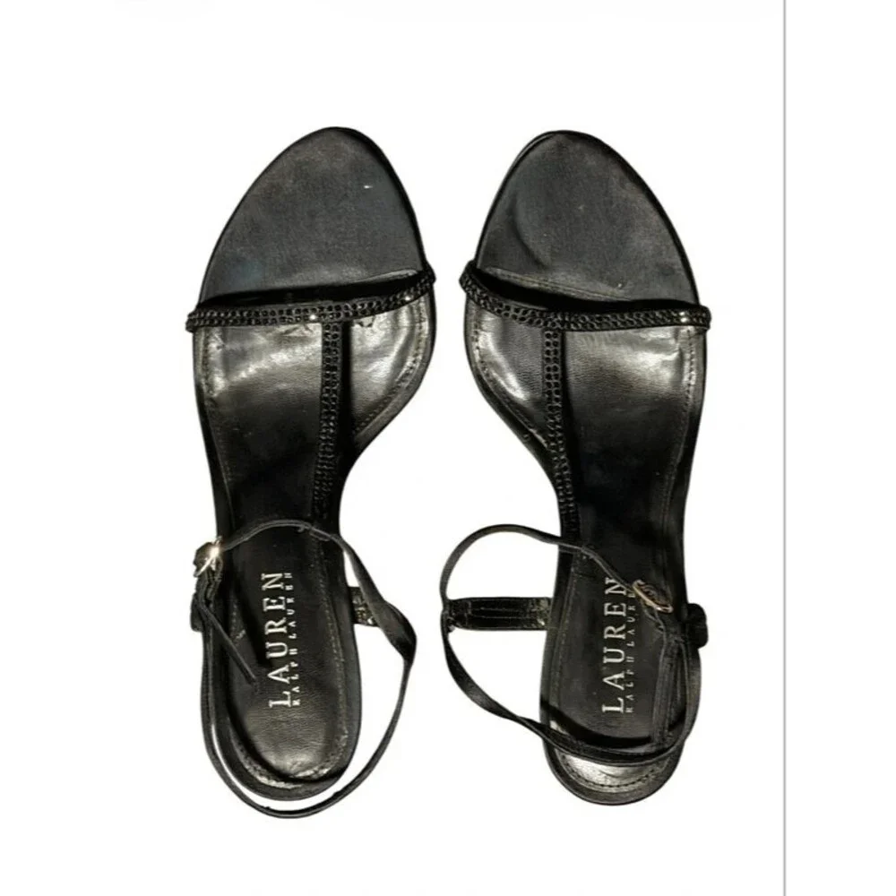 Black Rhinestone Strappy Stiletto Sandal Heels
